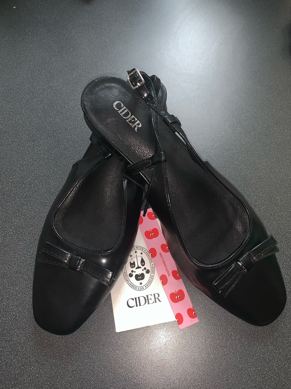 Black Slingback Ballet Flats with Bow